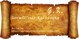 Germányi Kalliszta névjegykártya